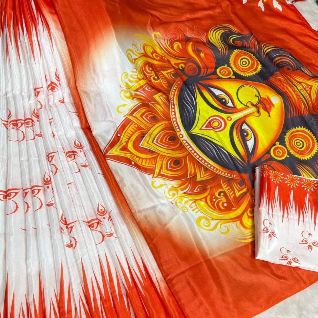 Soft Silk Digital Print Saree With Blouse Piece