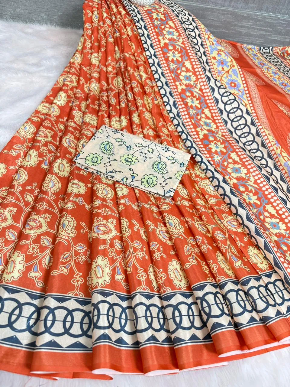 Soft Silk Digital Printed Saree With Blouse Piece