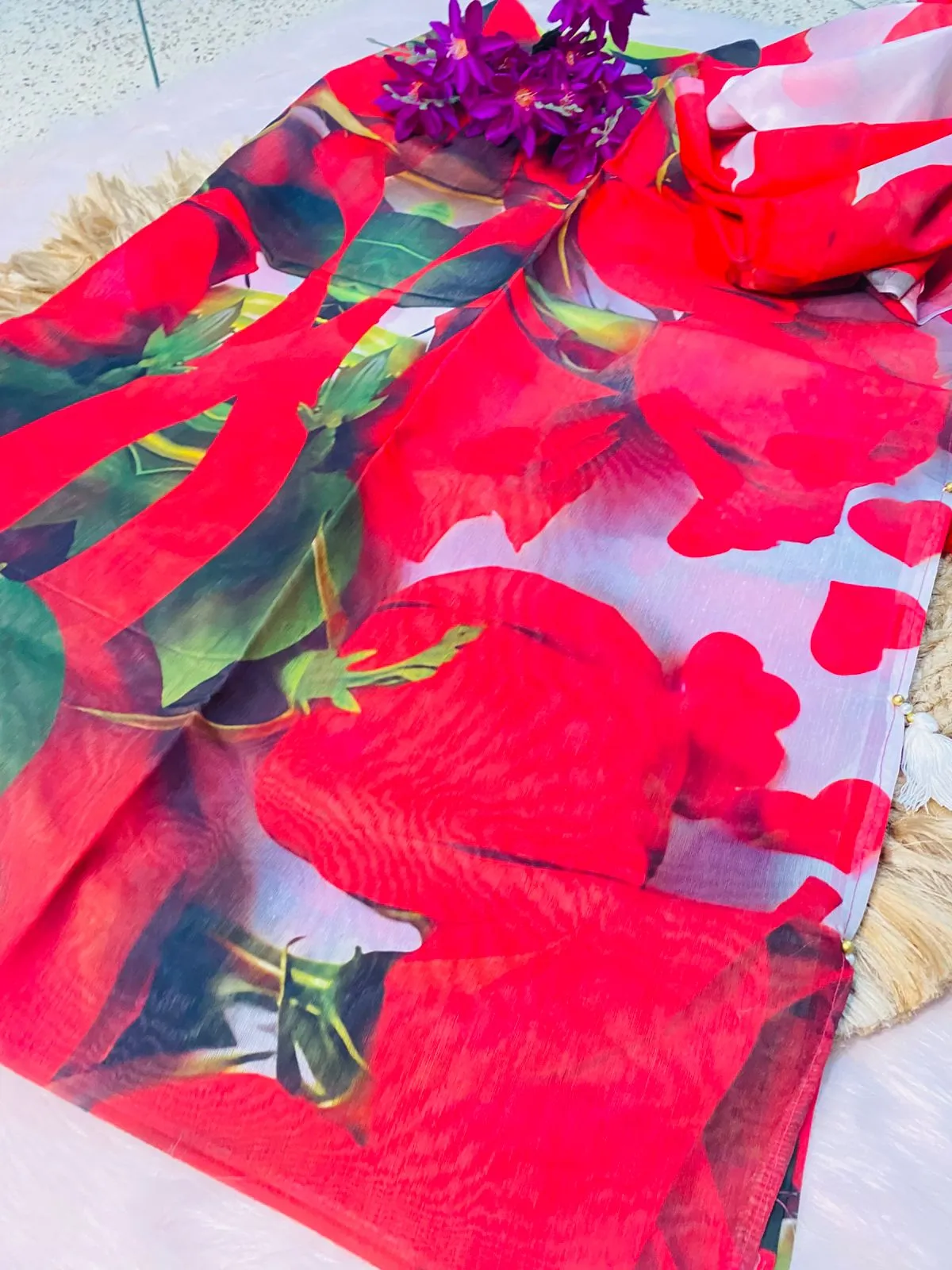 Soft Silk Digital Printed Saree With Blouse Piece