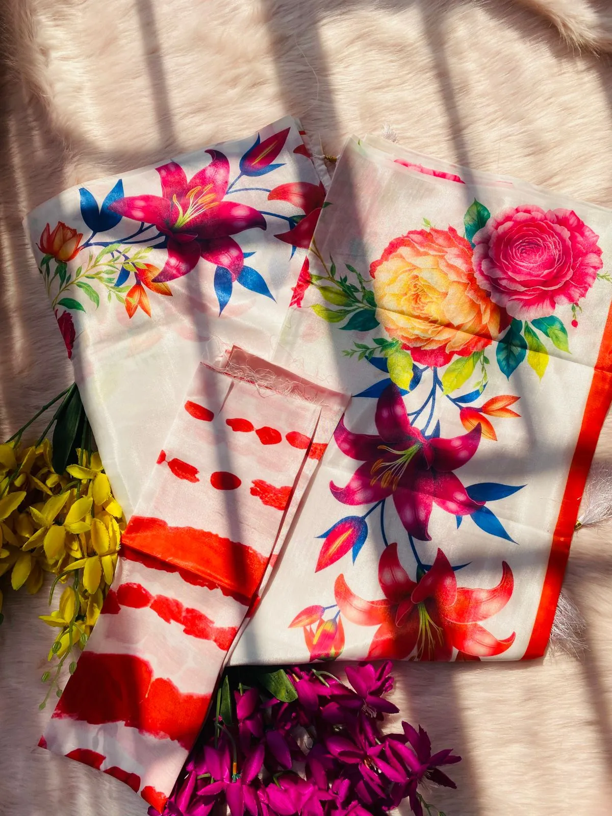 Soft Silk Digital Printed Saree With Blouse Piece