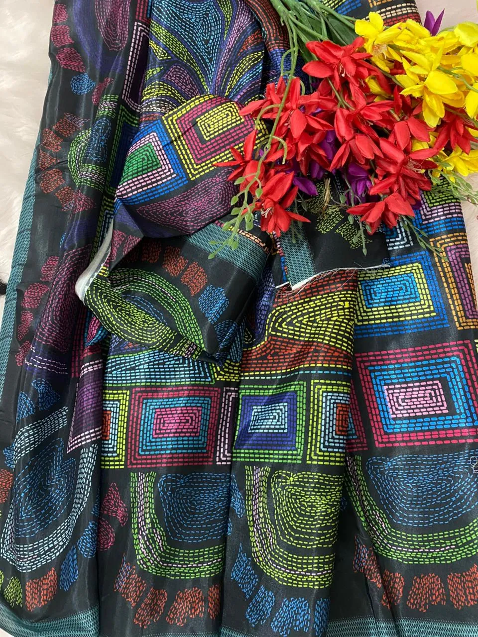 Soft Silk Digital Printed Saree With Blouse Piece