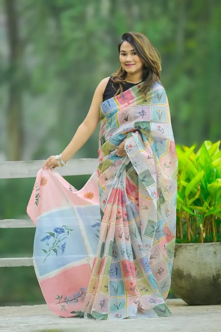 Soft Silk Digital Printed Saree With Blouse Piece