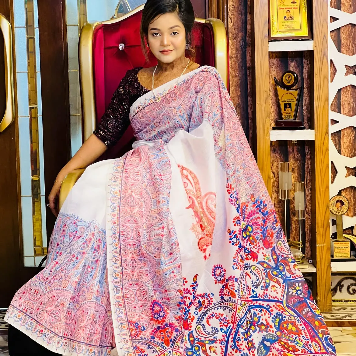 Soft silk digital printed Saree with blouse piece